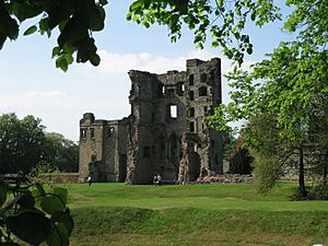 Ashby de la Zouch castle view through the trees