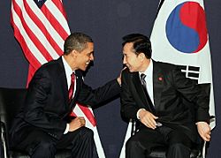 Barack Obama and Lee Myung-bak