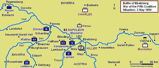 Battle of Ebelsberg 1809 Campaign Map