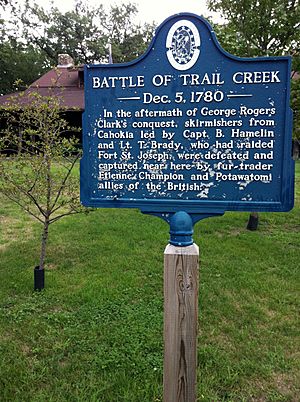 Battle of Trail Creek marker Liberty Trail, Michigan City, Indiana 2011-08-07