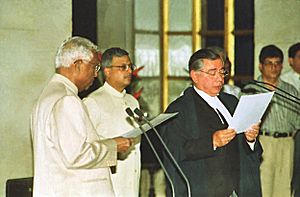 Bhupinder Nath Kirpal being sworn in as the Chief Justice of India