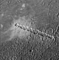 Chain of impact craters on Ganymede