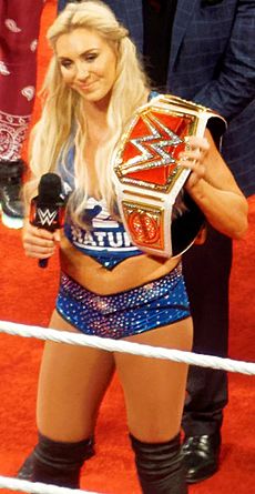 Charlotte as the WWE Women's Champion Raw April 2016