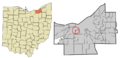 Cuyahoga County Ohio incorporated and unincorporated areas Linndale highlighted