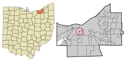 Location in Cuyahoga County and the state of Ohio.