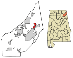 Location of Hammondville in DeKalb County, Alabama.