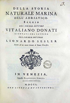 Donati, Vitaliano – Della storia naturale marina dell'Adriatico, 1750 – BEIC 12415867