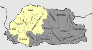 Dzongkha native language districts.svg
