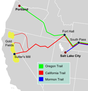 Emigrant trails - Various emigrant trails showing California gold fields