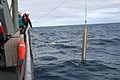 Hydrophone being lowered into the Atlantic