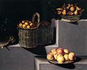 Juan van der Hamen -Still Life with artichokes, figs, cherries peaches and apples, 1629