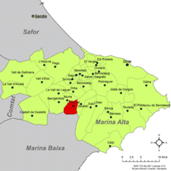 Location in the comarca Marina Alta
