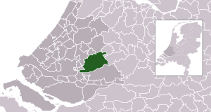 Highlighted position of Krimpenerwaard in a municipal map of South Holland
