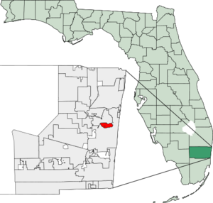 Map of Florida highlighting Wilton Manors