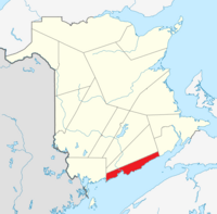 Map of New Brunswick highlighting Saint John County