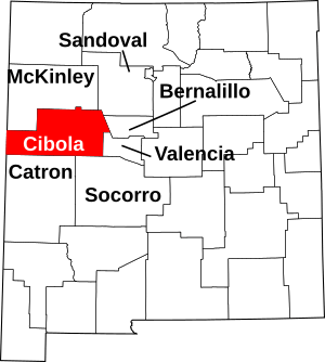 Map of New Mexico highlighting Cibola County