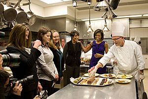 Michelle Obama in the White House kitchen