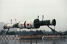 Model of Salyut-7 with two Soyuz spacecrafts