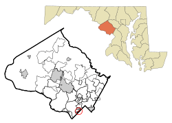 Location of Chevy Chase Village within Montgomery County, Maryland (click to enlarge).