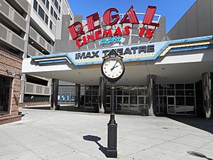 NewRocCity; Regal Cinema 18 and Streetclock