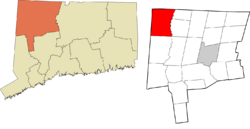 Salisbury's location within the Northwest Hills Planning Region and the state of Connecticut