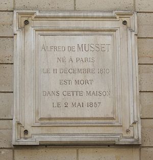 Plaque Alfred de Musset, 6 rue du Mont-Thabor, Paris 1