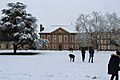 Somerville College Hall in snow