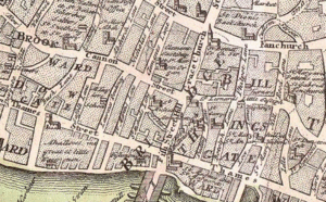 St Clement Eastcheap (map, 1736)