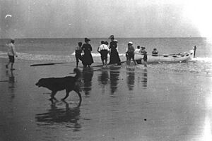StateLibQld 1 157589 Landing at Bulwer, Moreton Island, Queensland, 1906