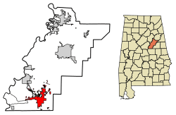Location of Sylacauga in Talladega County, Alabama
