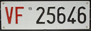 Targa automobilistica Italia 1985 VF 25646 Vigili del Fuoco anteriore