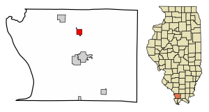 Location of Cobden in Union County, Illinois.
