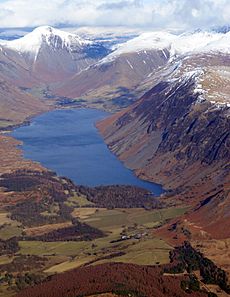 Wast Water in Cumbria in England - aerial view looking north-east (cropped)