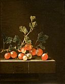 'Gooseberries on a Table' by Adriaen Coorte, 1701, Cleveland Museum of Art.JPG