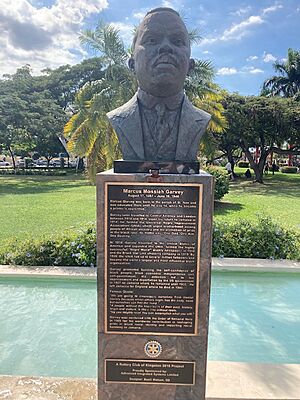 A bust of Marcus Garvey