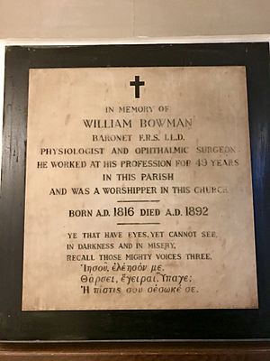 A memorial to Sir William Bowman, 1st Baronet, in St James's Church, Piccadilly