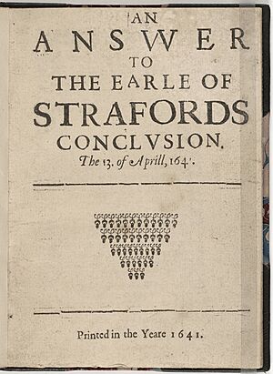 An Answer to the Earle of Strafords Conclusion 1641