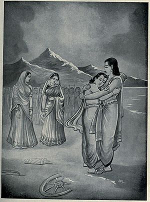 Arjuna hugs Babruvahana