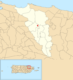 Location of Carolina barrio-pueblo within the municipality of Carolina shown in red
