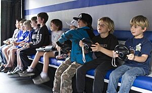 Children playing video games