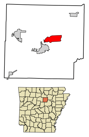 Location of Tumbling Shoals in Cleburne County, Arkansas.