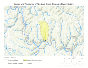 Course and Watershed of Abe Lord Creek (Delaware River tributary)