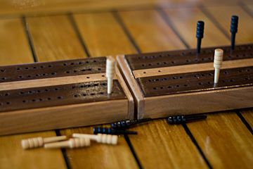 Cribbage board with pegs1