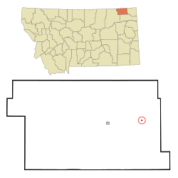 Location of Flaxville, Montana