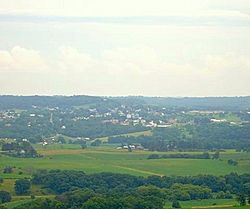 Elizabeth, Illinois, as seen from the observation tower west of the village.