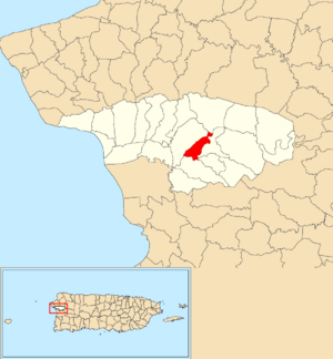 Location of Espino within the municipality of Añasco shown in red