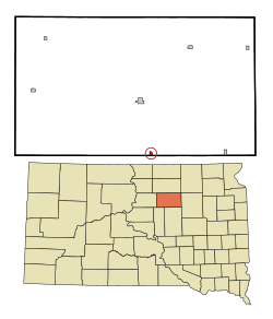 Location in Faulk County and the state of South Dakota