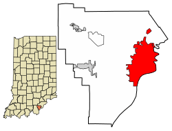 Location of New Albany in Floyd County, Indiana.