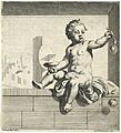 Gezeten putto die bellen blaast., RP-P-1909-1646