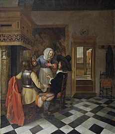 Hendrik van der Burgh - Drinkers before the Fireplace - c 1660 - The Frick Collection